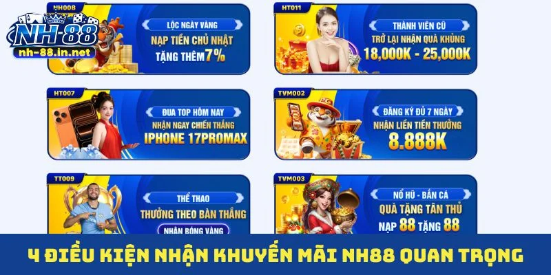 4 điều kiện nhận khuyến mãi NH88 quan trọng
