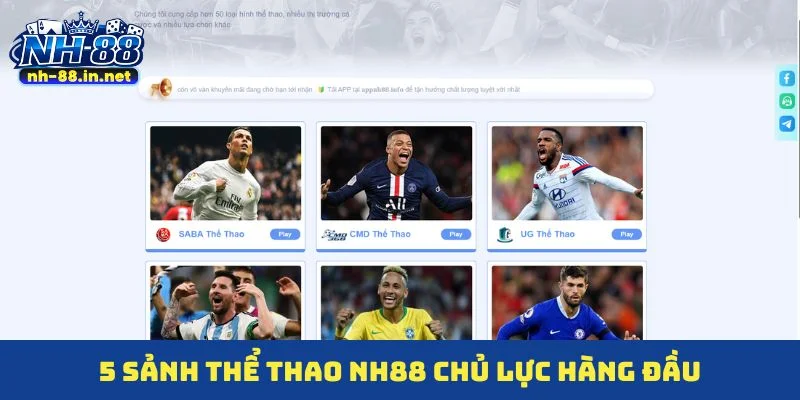 5 sảnh thể thao NH88 chủ lực hàng đầu
