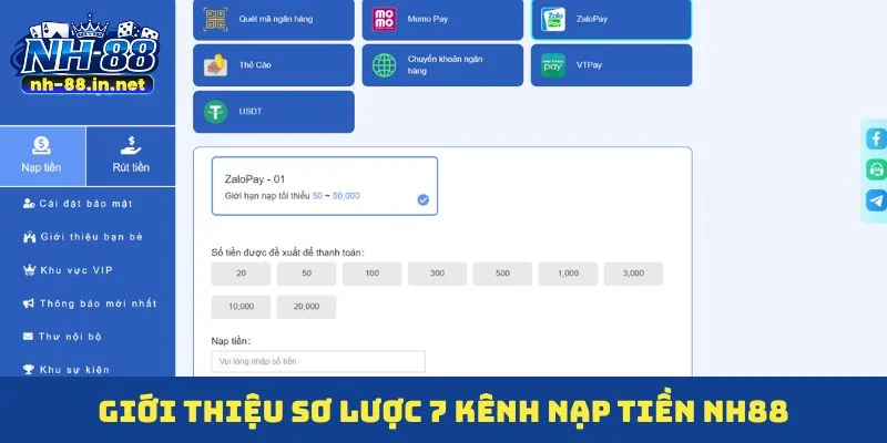 Giới thiệu sơ lược 7 kênh nạp tiền NH88